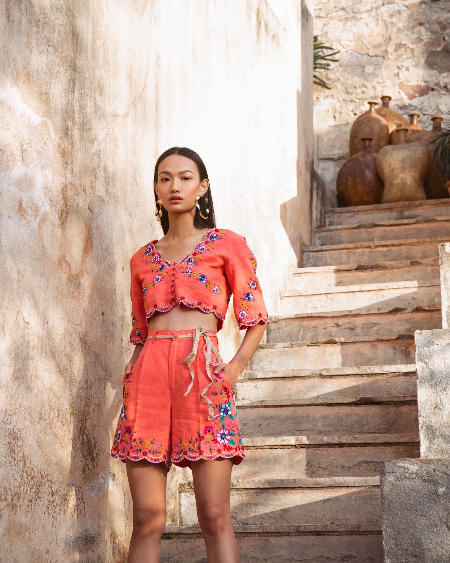 Fleur High-Waist Shorts